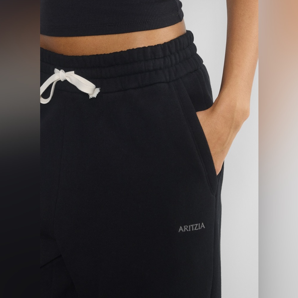 Aritzia Cozy Sweatfleece Boyfriend Contrast Jogger - Small Black